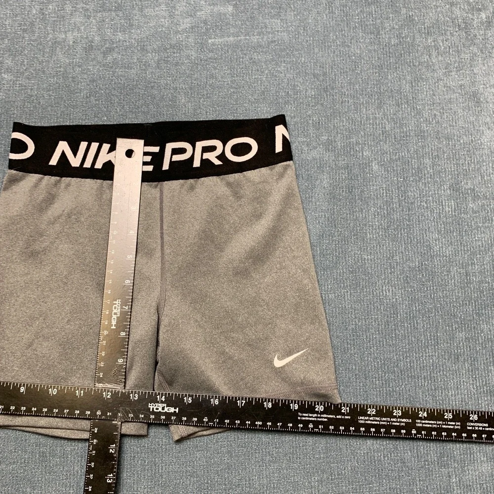 Nike Pro Shorts Girls 23 Heather Gray Dri Fit Training Technology High Waist